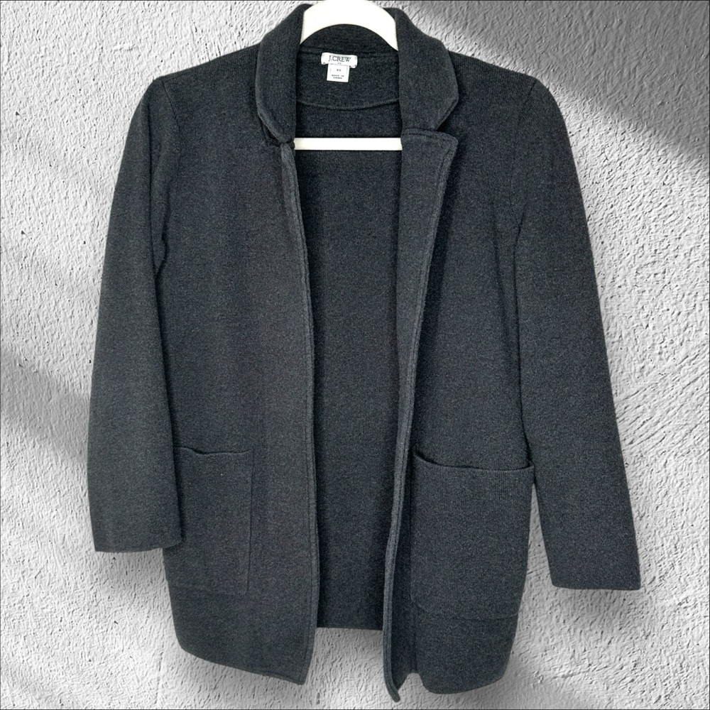 J‎ Crew Factory Sweater Blazer Charcoal Gray Cotton Sustainable Classic Size XS